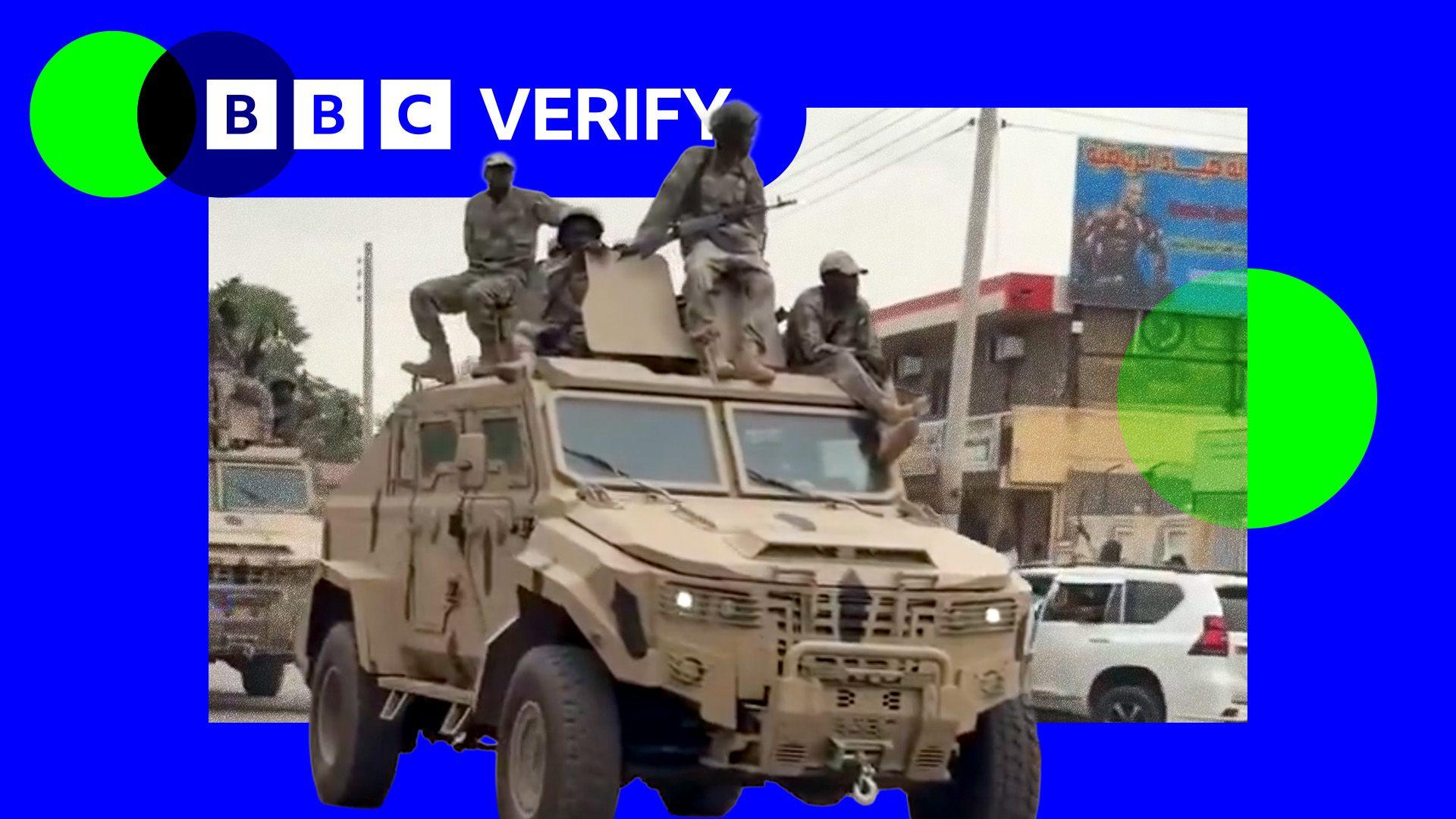 RSF fighters ride on an armoured truck in the city of Nyala.