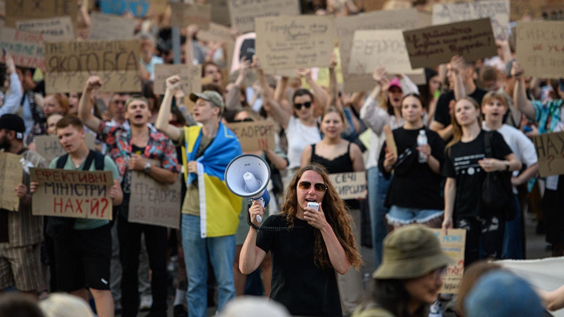 Protests erupt in Kyiv over dismissal of Defence Minister Mykhailo Fedorov