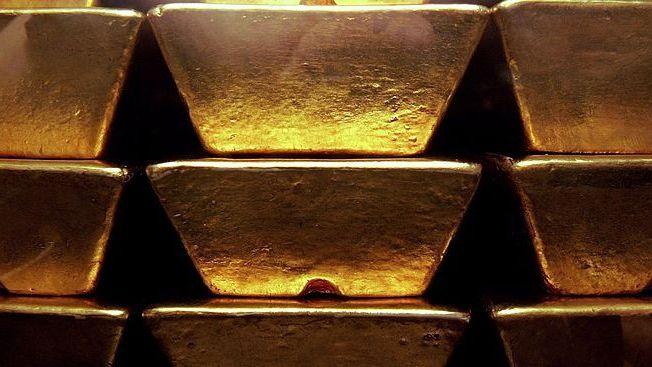 Gold bars stacked