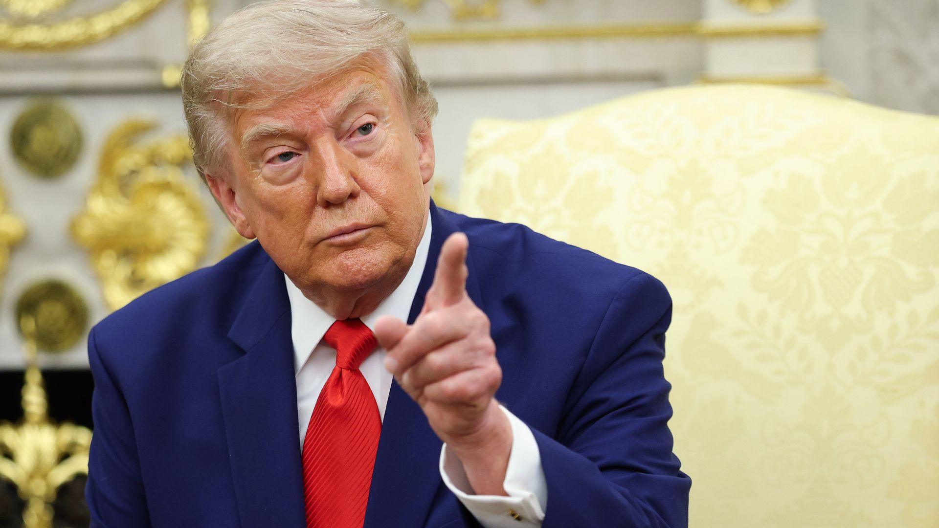 President Donald Trump pointing his finger